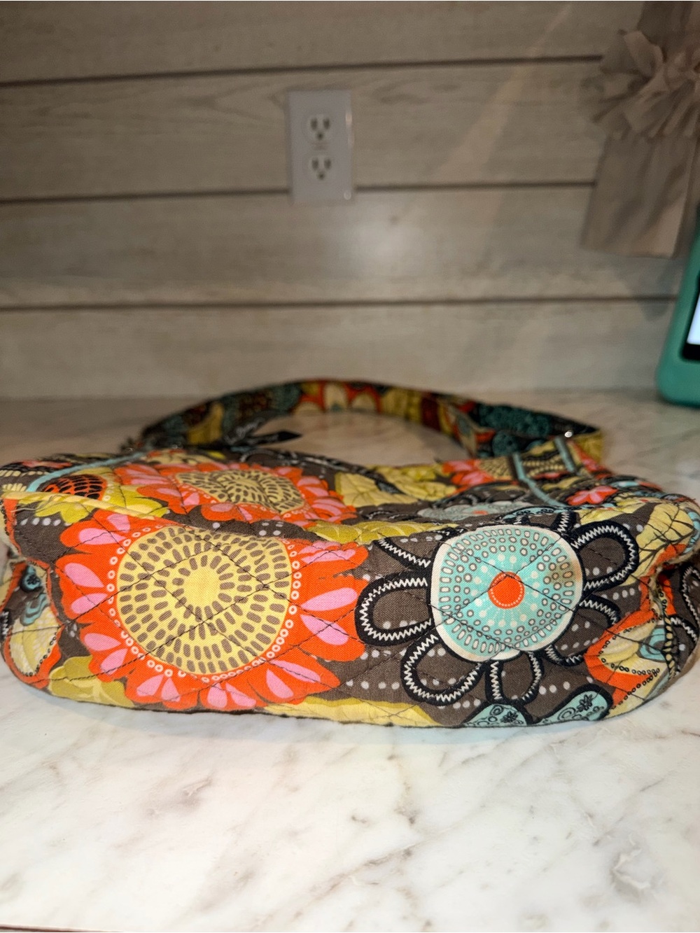 Vera Bradley Floral Quilted Shoulder Bag - Brown, Orange, Yellow, Teal - Picture 2 of 5
